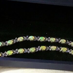 🚨SOLD🚨Ethiopian Welo Opal and Tanzanite Platinum OVR Silver Necklace